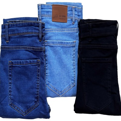 Mr.Denim 3pcs Premium Jeans Pant Combo – Black, Sky Blue & Deep Blue Size=38-40