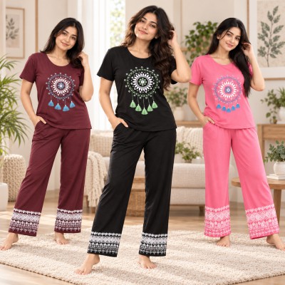 Ladies Night Wear Premium cotton Suit 3 set  combo