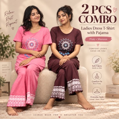 Ladies Wear Premium cotton Suit Pink & Maroon 2 set Combo